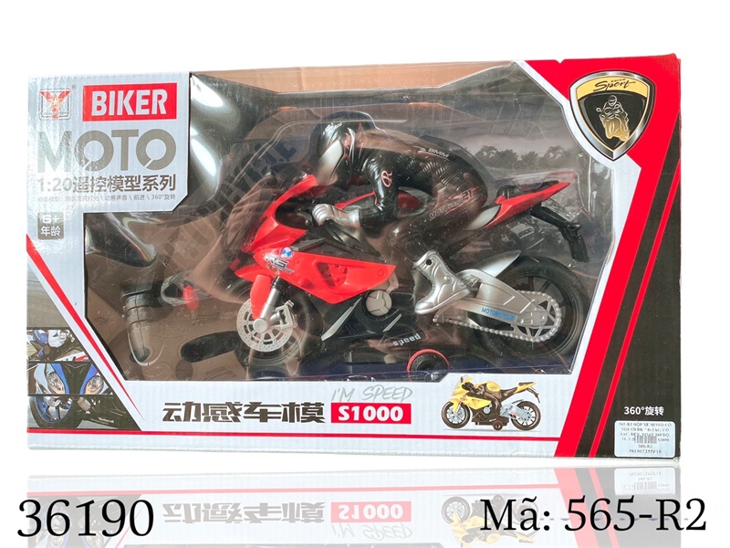 565-R2 HỘP XE MOTO CÓ NGƯỜI ĐK 7 Đ.TÁC, CÓ SẠC, ĐÈN, XOAY 360 ĐỘ, TL 1:20 Top-model S1000