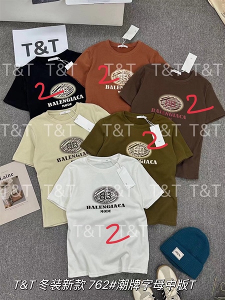 Áo cotton form suông vừa in chữ BALENGIACA mã 762 hãng T&T