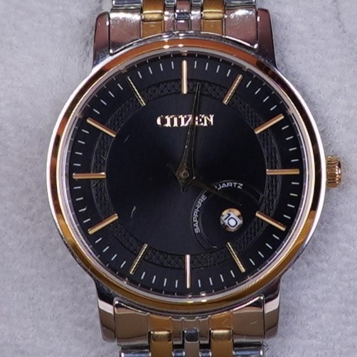 Đồng hồ nữ Citizen mặt tròn dây trắng phối vàng KG+