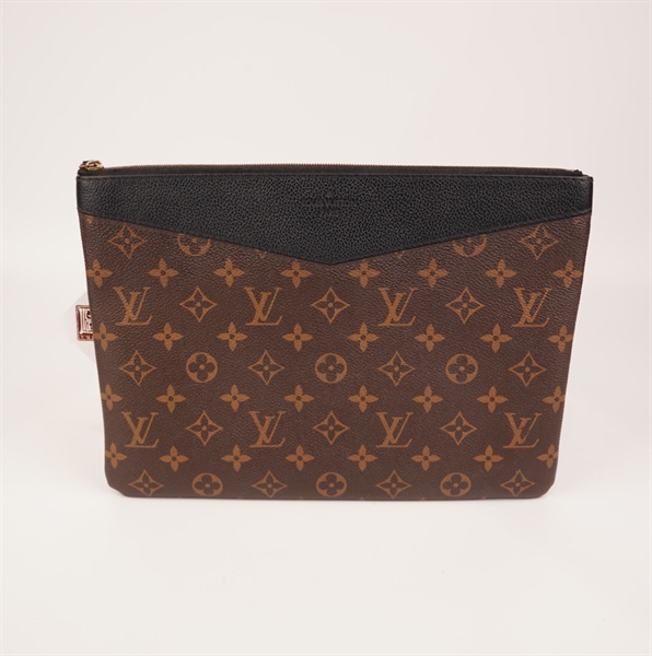 Túi LV hoa nâu viền da đen KG+