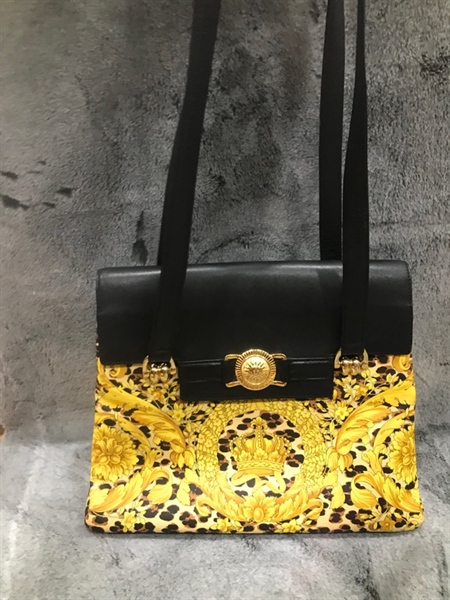 Túi Versace vàng phối đen +