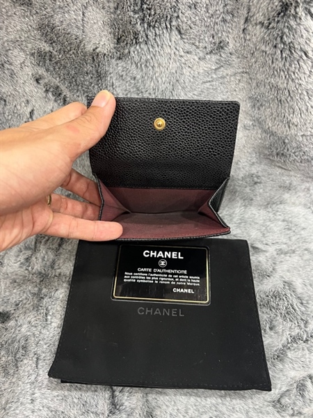 Ví chanel ngắn ô vuông nút bấm+
