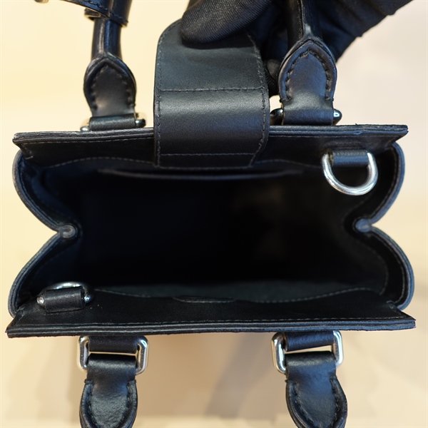 Túi đeo chéo GG 2 dây da đen 18cm KG+