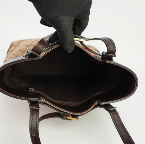 Túi GG hoạ tiết phối viền nâu size 24 KG+