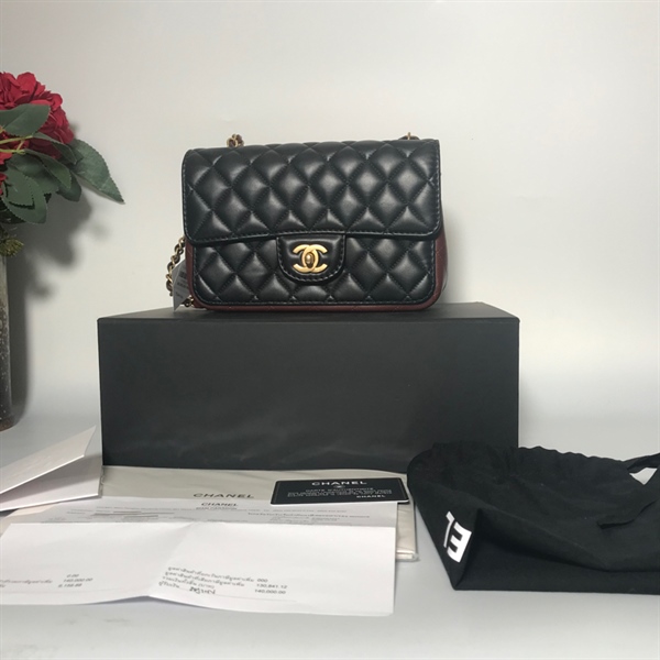 Túi Chanel đen phối đỏ +