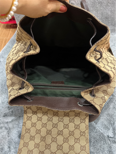 Balo GG hoa nâu 2 túi trc +