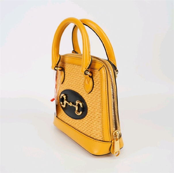 Túi GG Alma cói đan vàng KG+