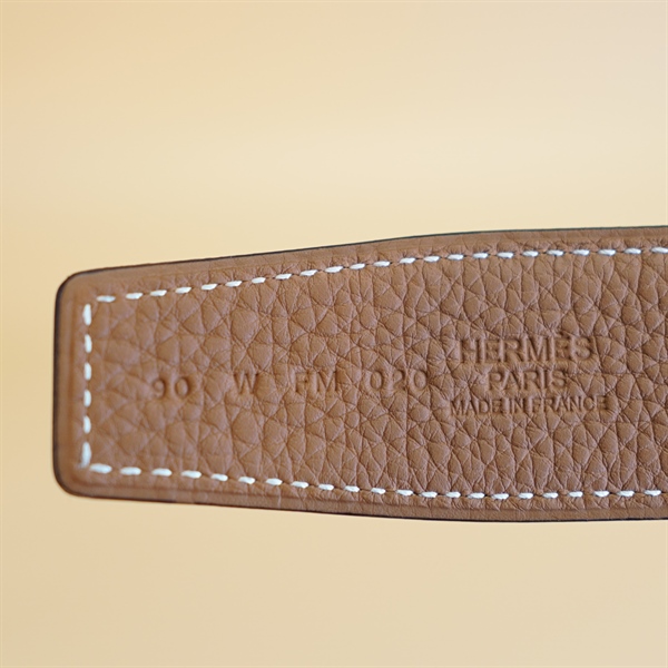 Thắt lưng Hermes đen chốt trắng +