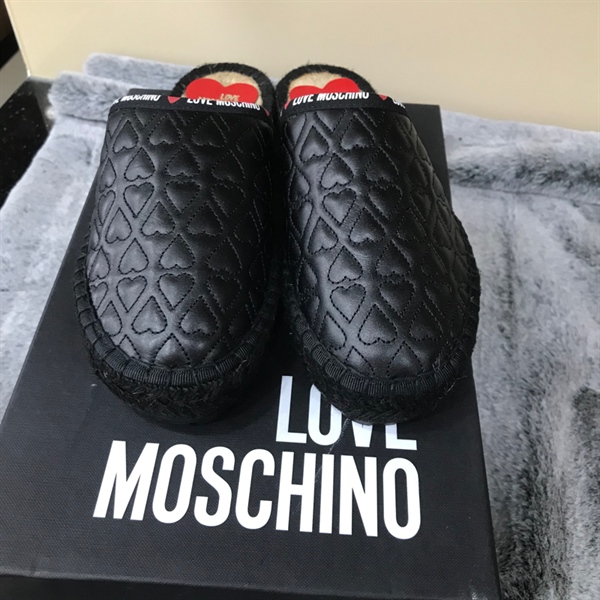 Dép Moschino Đen Đế Trái Tim Size 35 KG+
