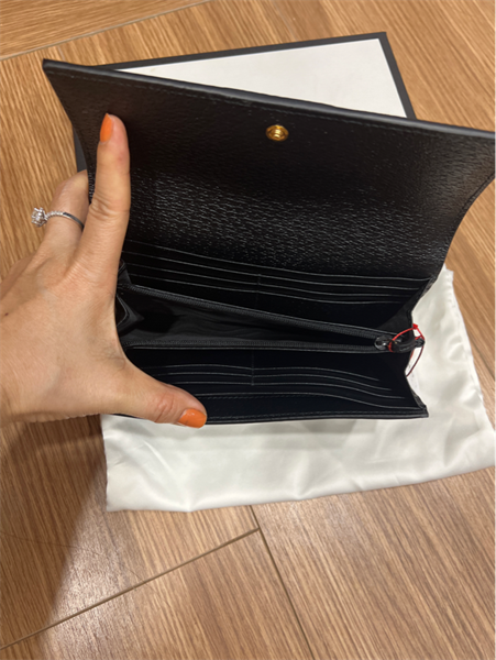 Ví GG đen vải xanh đỏ giữa+