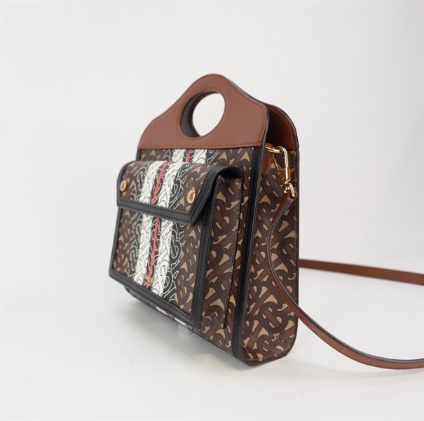 Túi BBR Pocket họa tiết phối da nâu KG+