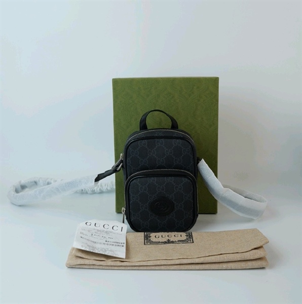 Túi GG đeo chéo màu đen KG+