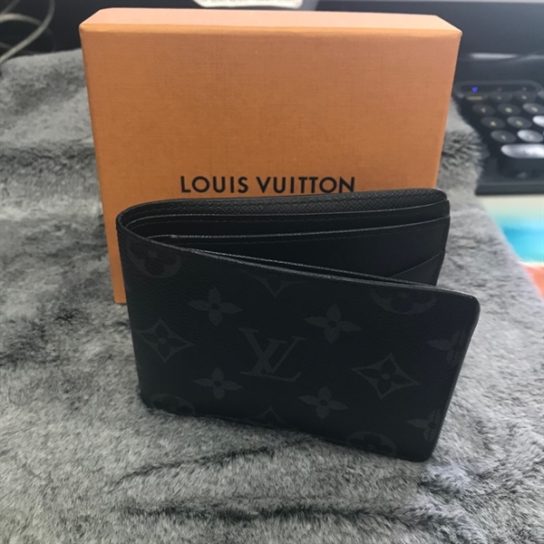 Ví LV gập 2 hoa xanh đen +