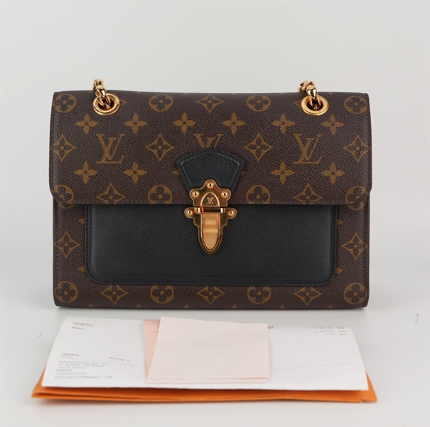 Túi LV Victoria hoa nâu phối đen +