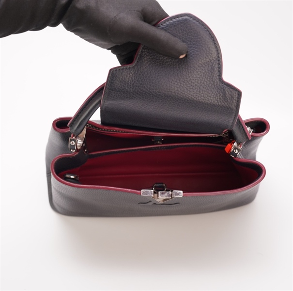 Túi LV Capu da đen phối viền đỏ +
