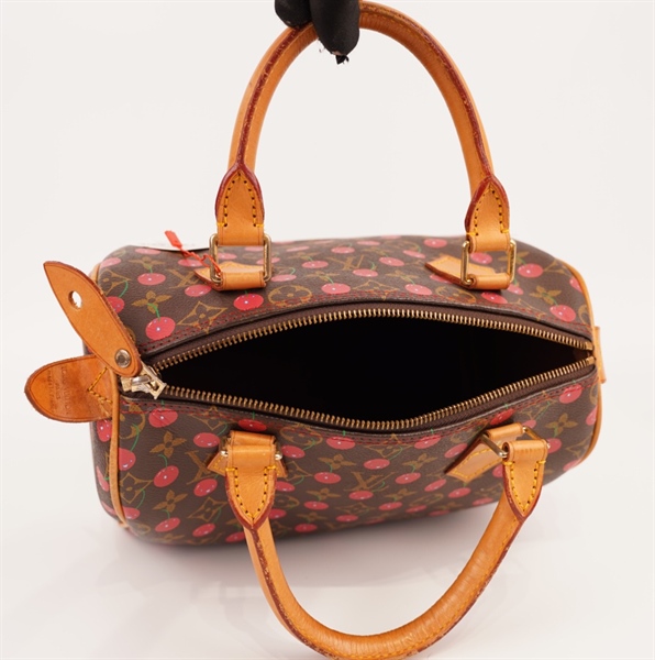 Túi LV Speedy hoa nâu chấm hồng ++