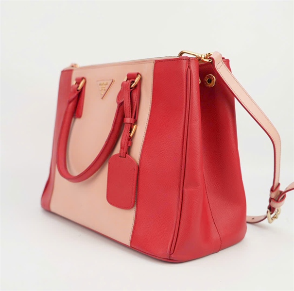 Túi Prada đỏ phối hồng size 28 ++