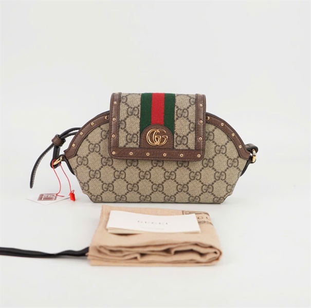 Túi GG nắp gập hoạ tiết logo size 17 +