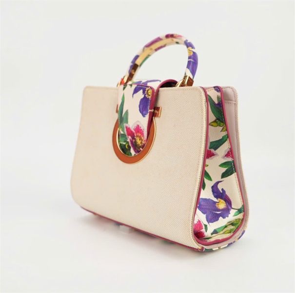 Túi Salvatore trắng phối hoa size 22 +