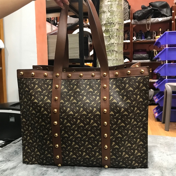 Túi tote da BBR viền nâu đinh+