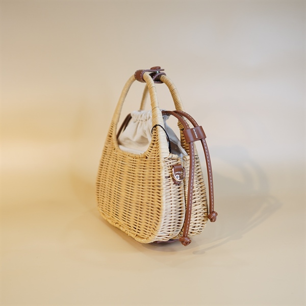 Túi Zara mây đan màu vàng KG+