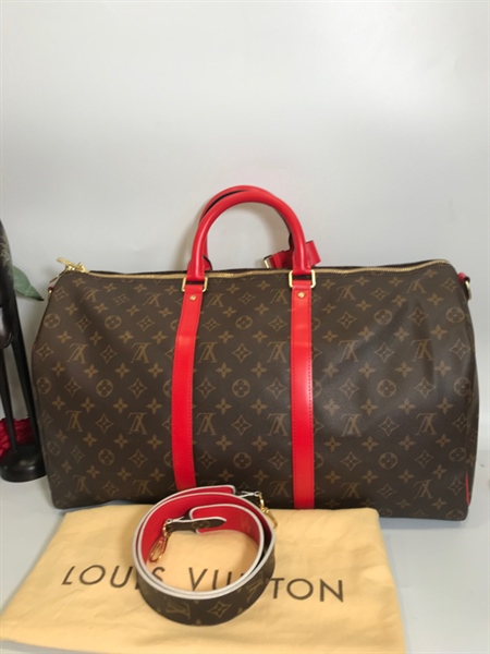 Túi LV du lịch quai đỏ +