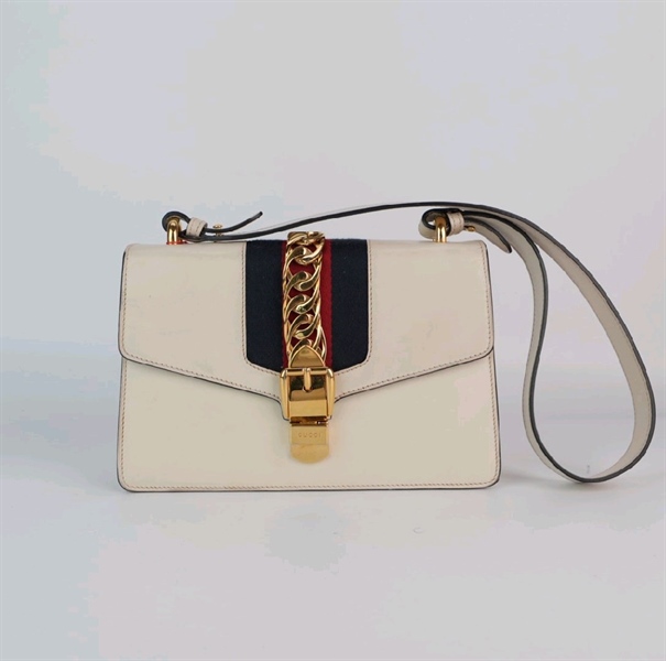 Túi GG Trắng viền xích - TB +