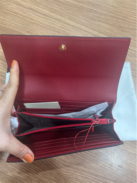 Ví GG nâu viền đỏ lòng đỏ KG+