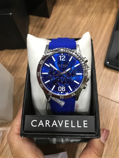 Đồng hồ nam Caravele dây silicon xanh dương KG+