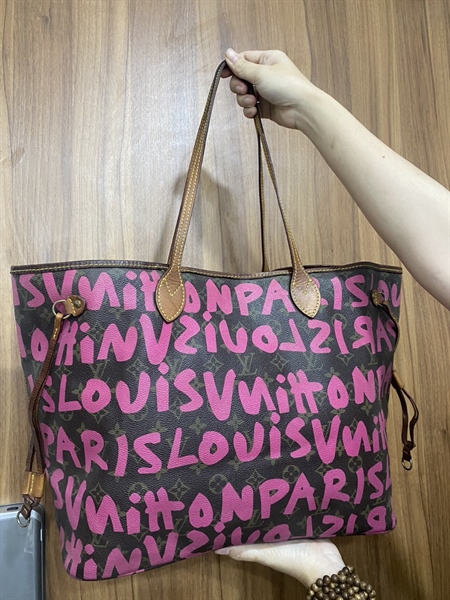 Túi Neverfull LV grafiti hồng lòng hồng +