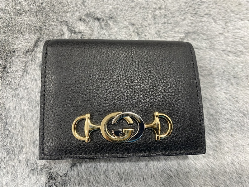 Ví GG đen họa tiết khóa vàng +