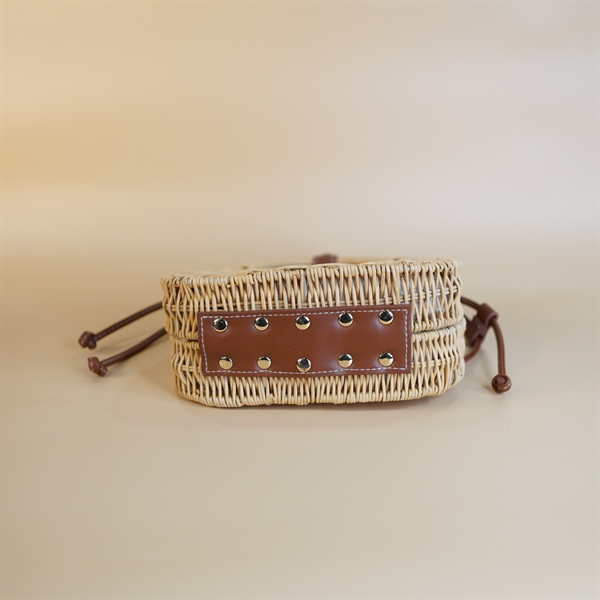 Túi Zara mây đan màu vàng KG+