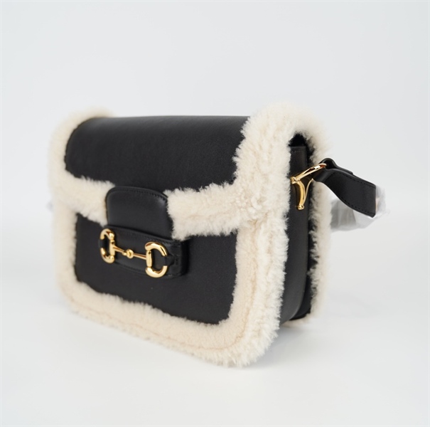 Túi GG 1955 đen viền lông +