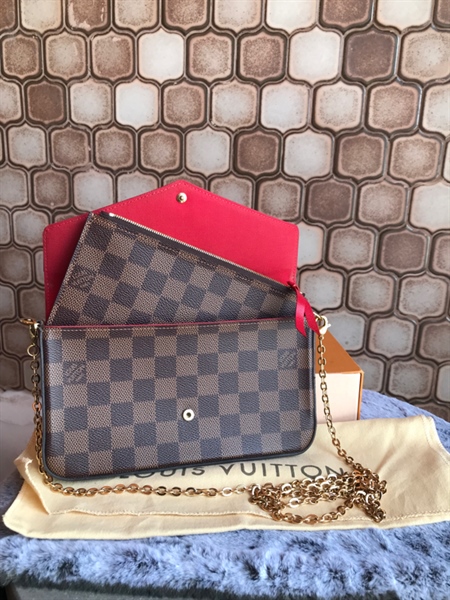 Ví LV Ô vuông Lòng Đỏ+