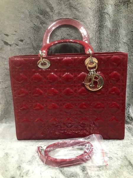 Túi Dior Lady đỏ bóng size 32cm+