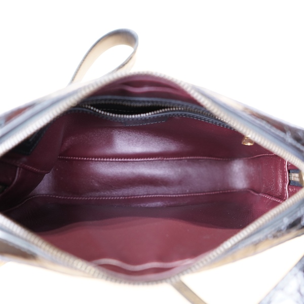 Túi xách GG đen viền da cá sấu +