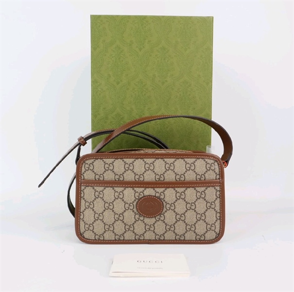 Túi GG xách viền nâu KG+