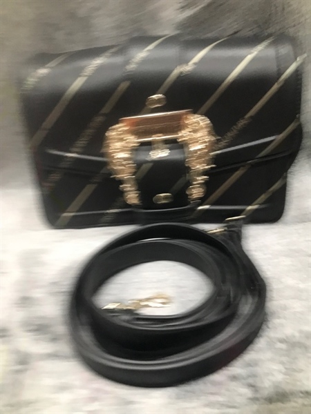 Túi Versace đen logo trắng +