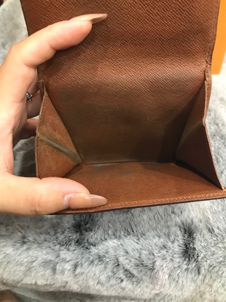 Ví LV 2 mặt hoa nâu viền vuông +