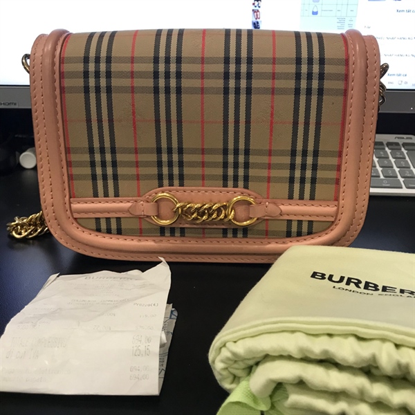 Túi Buberry sọc hồng +