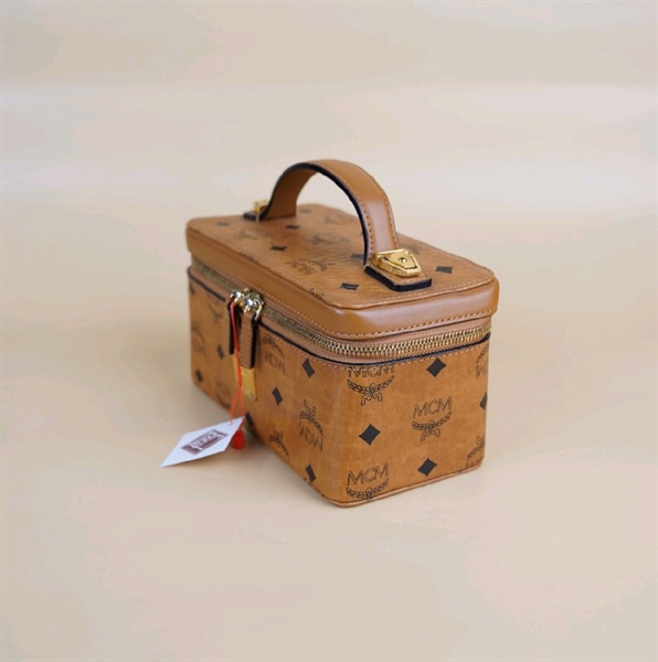 Túi hộp MCM trụ đứng màu nâu KG+
