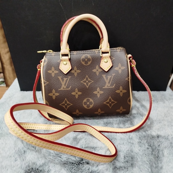 Túi LV nano Speedy hoa nâu ++