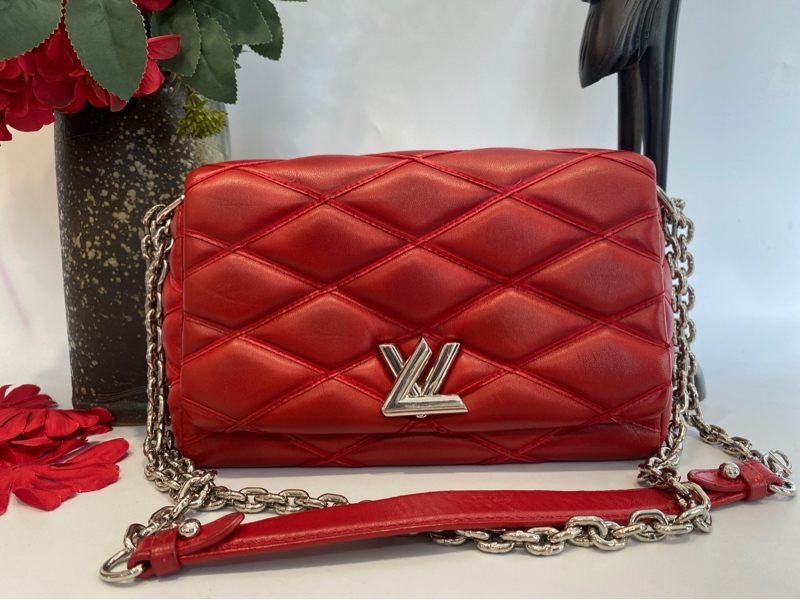 Túi LV đỏ vân nổi KG+