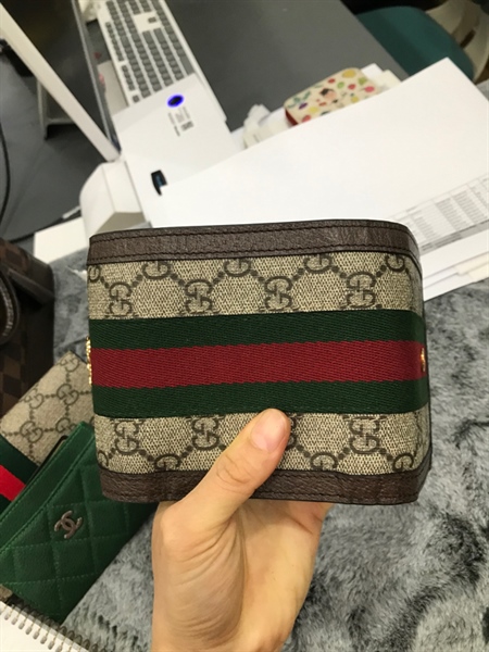 Ví GG Gập 3 Sọc Đỏ xanh rêu+