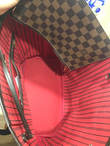 Túi Neverfull LV Ô Vuông Nâu Kèm Pound+