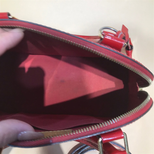 Túi LV Alma đỏ bóng lòng cam +