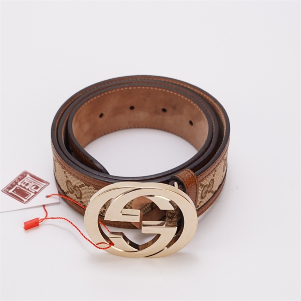 Thắt lưng GG nâu logo vàng+