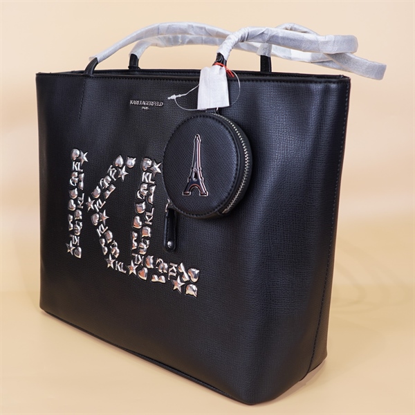 Túi tote Karl Lagerfeld đen KL nhiều hình kèm pound KG