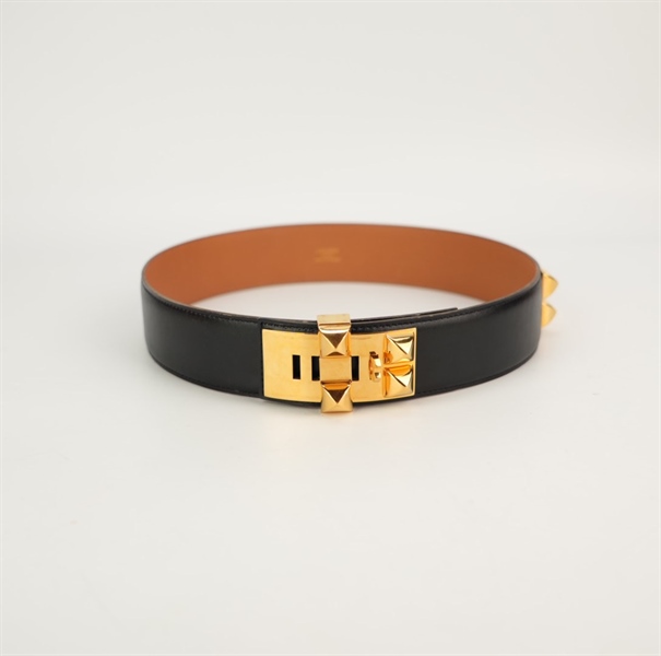 Thắt lưng Hermes đen chốt vàng KG+