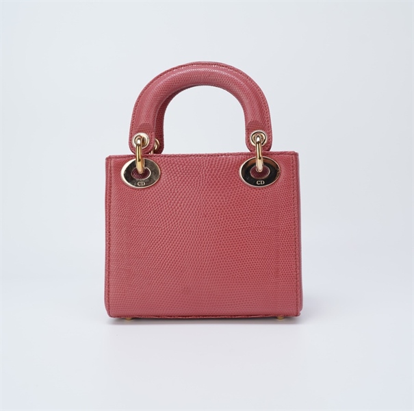 Túi Dior Lady da trăn màu hồng đất size mini +